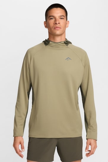Nike Brown Dri-FIT Trail UV Long Sleeve Hooded Running Top