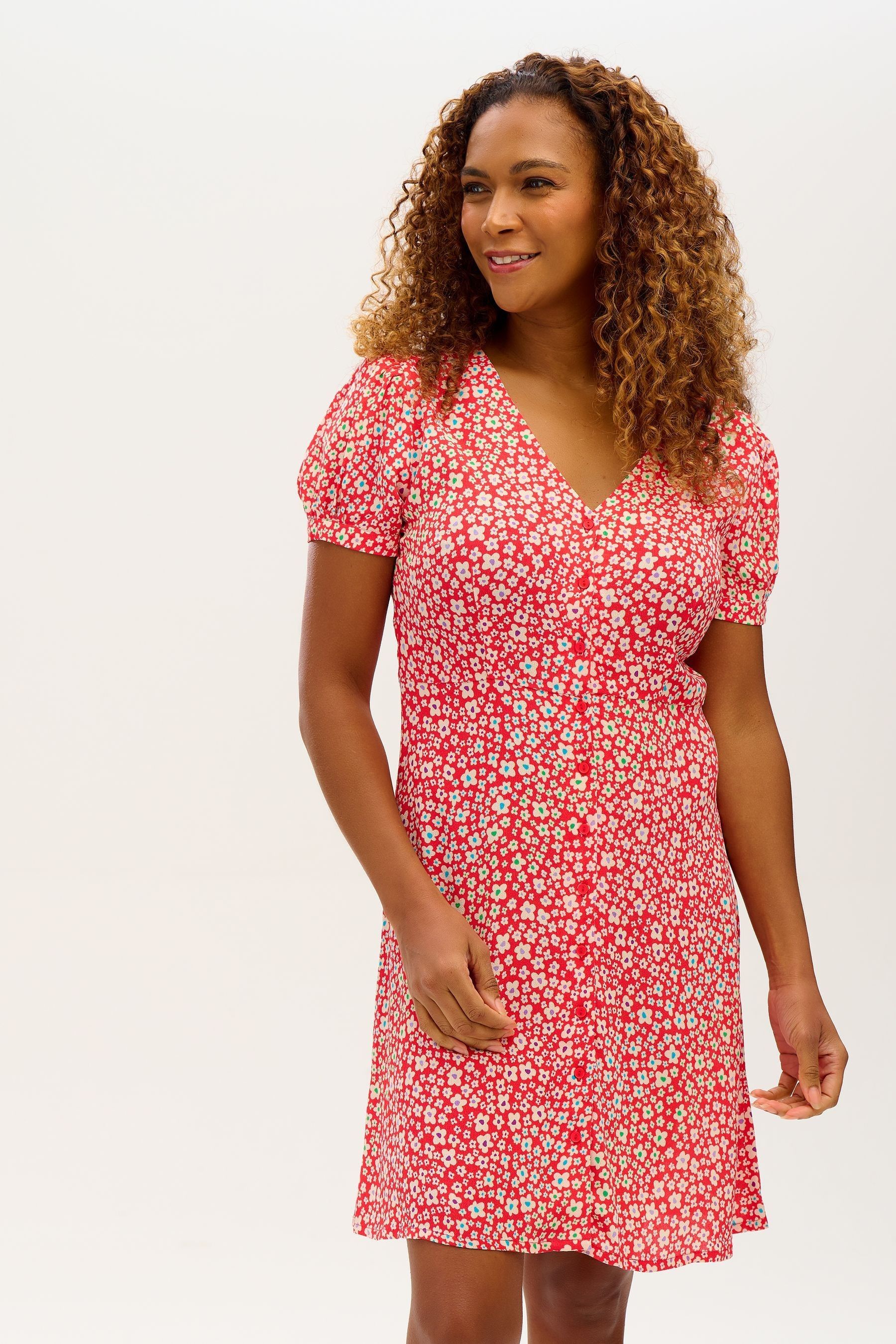 Buy Sugarhill Brighton Red Rainbow Daisies Gail Dress from Next Luxembourg