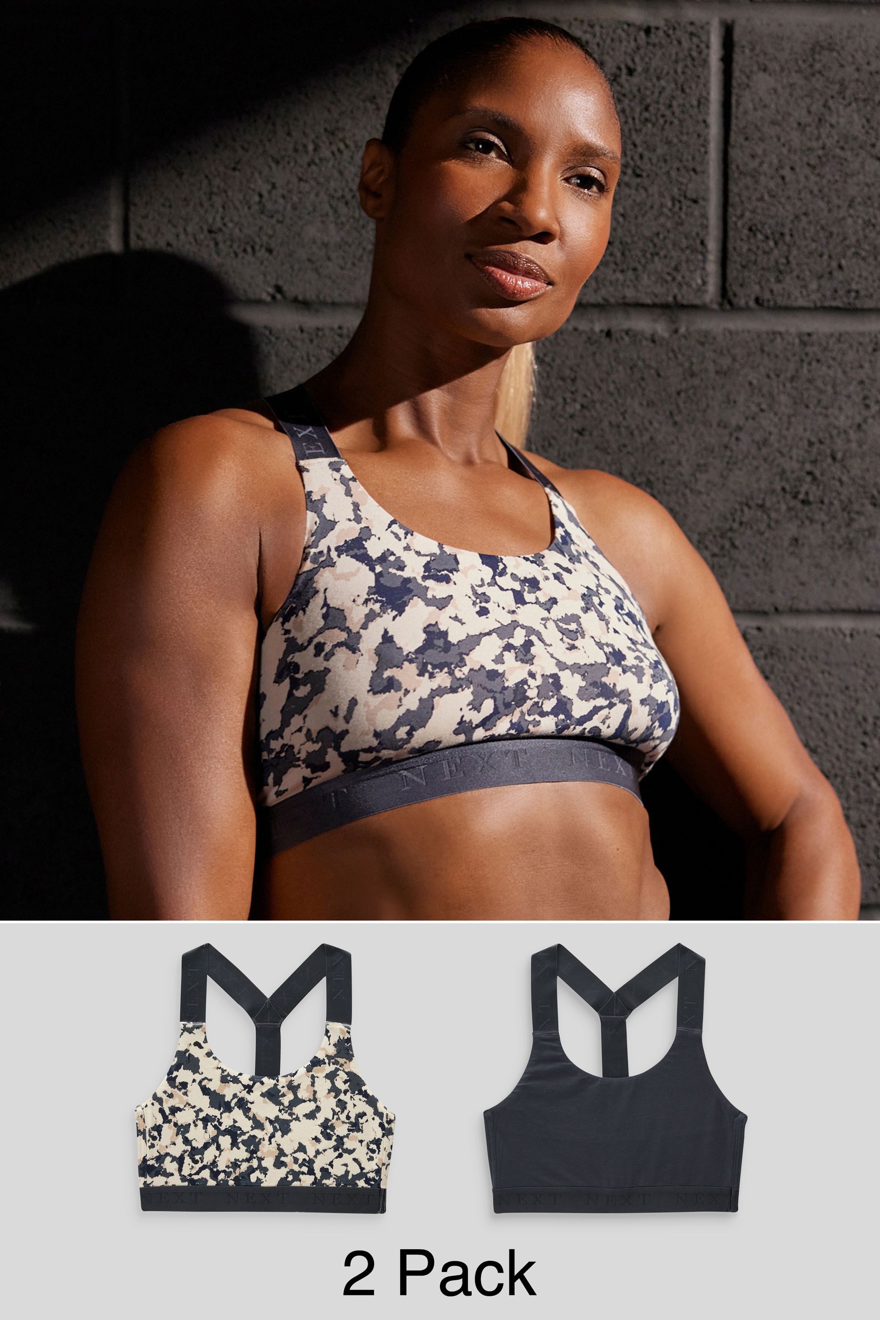 Buy Tie Dye Print Navy Blue Next Active Sports Low Impact Crop Tops 2 Pack from Next Luxembourg