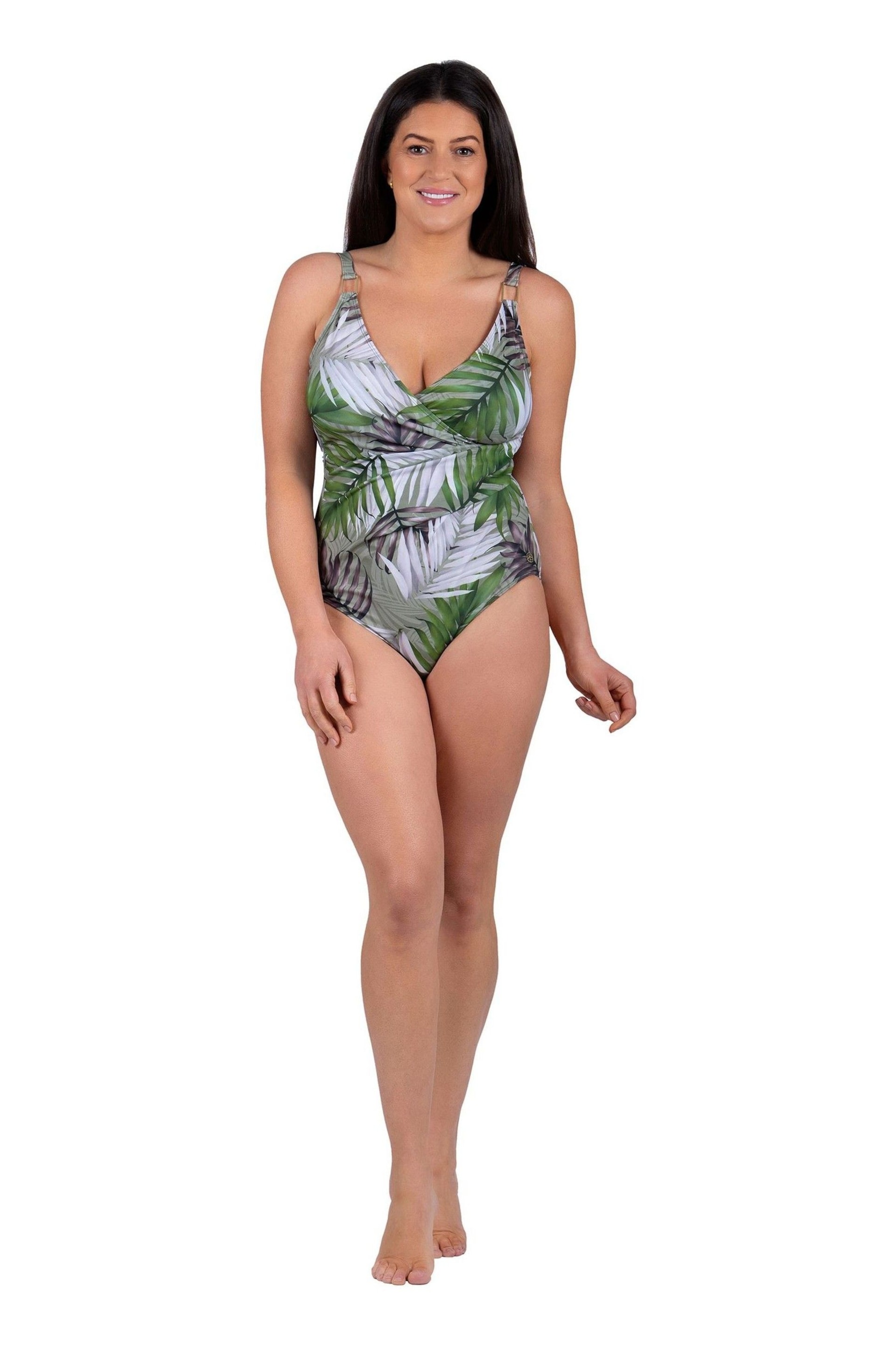 Seaspray Green Hawaii Palm Tummy Control Longer Length Swimsuit - Image 3 of 6