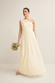 Cream Mesh Multiway Bridesmaid Wedding Maxi Dress - Image 1 of 9