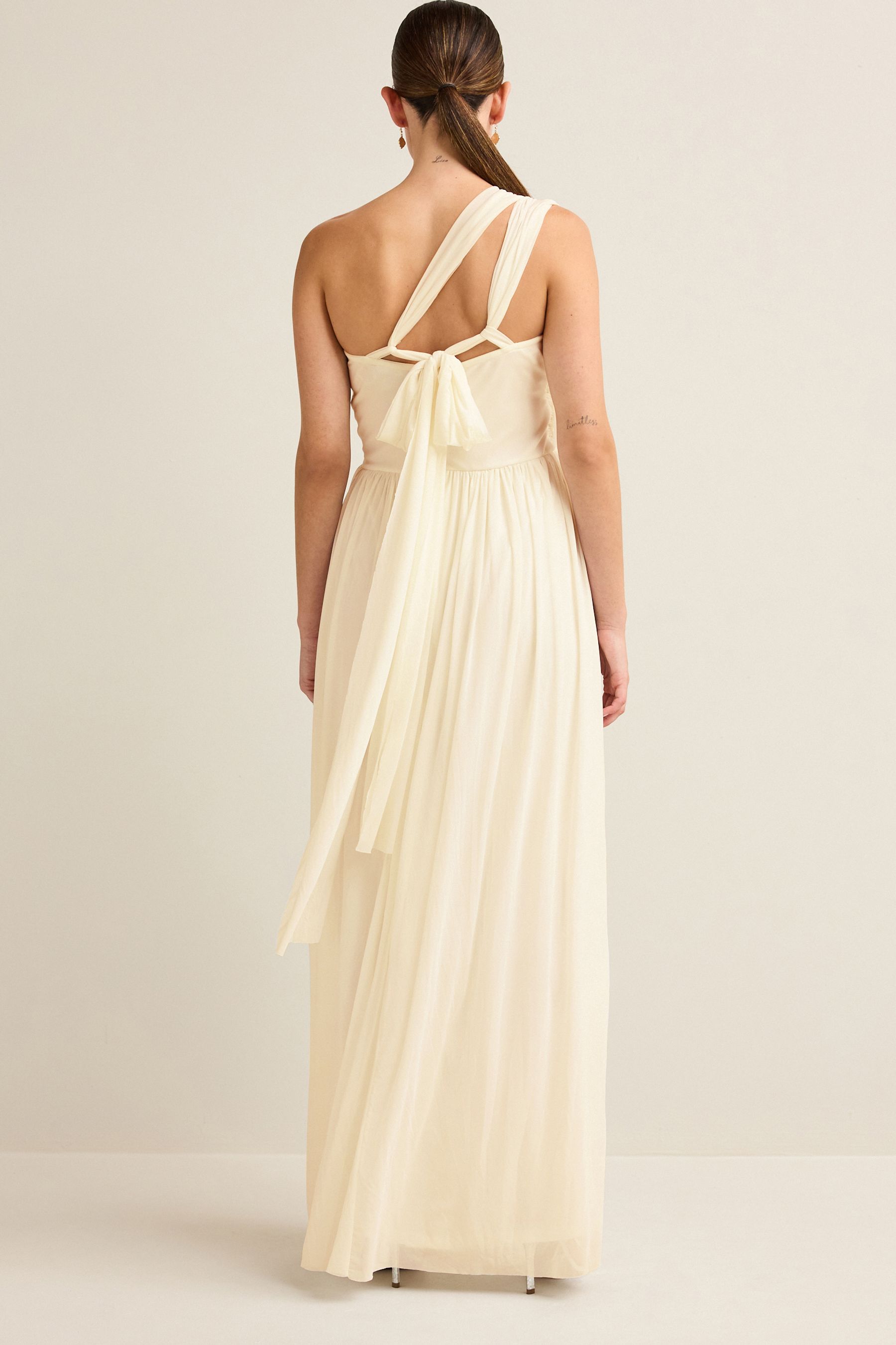 Buy Cream Mesh Multiway Bridesmaid Wedding Maxi Dress from Next United Arab Emirates