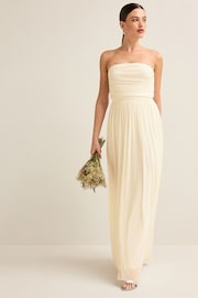 Cream Mesh Multiway Bridesmaid Wedding Maxi Dress - Image 5 of 9