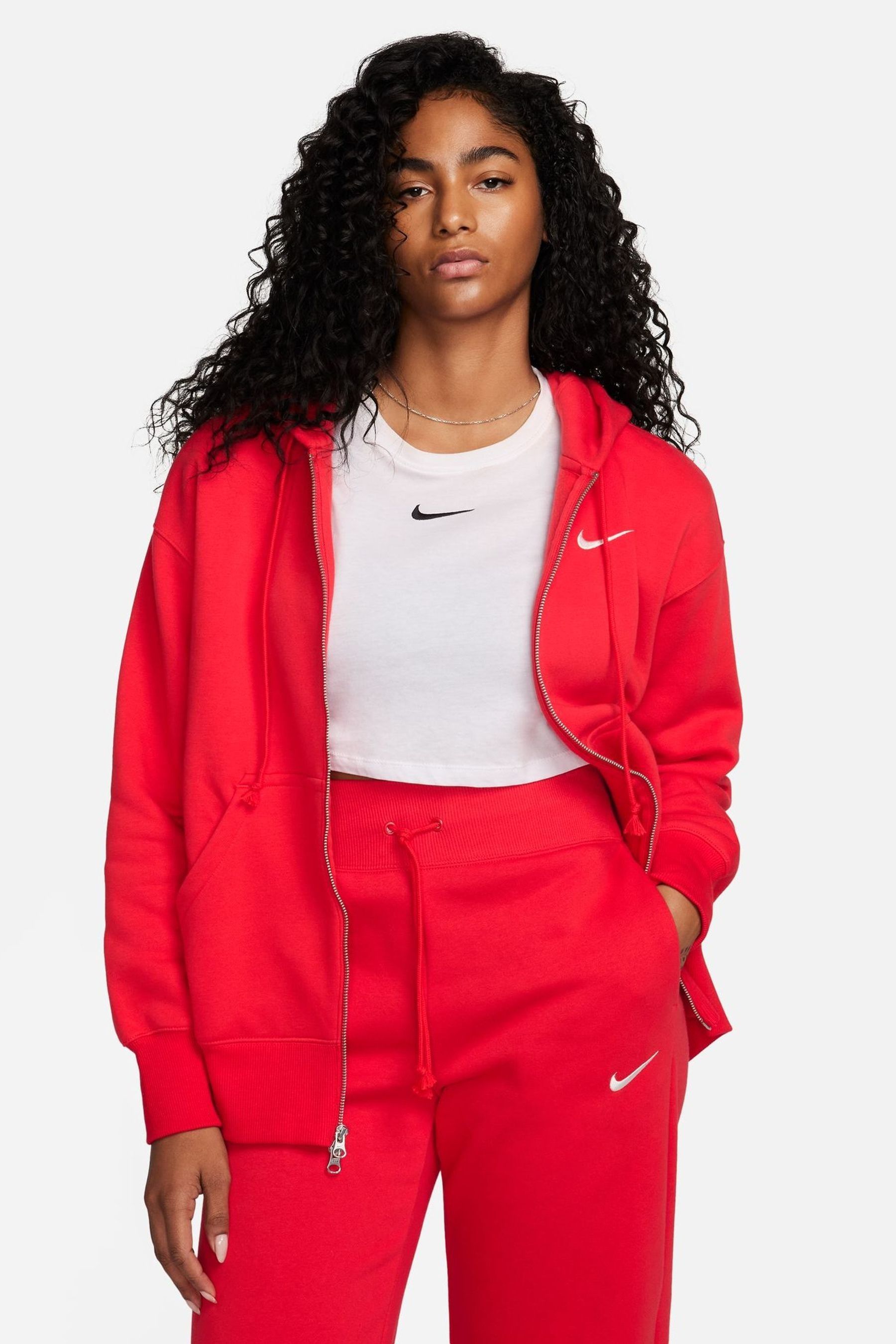 Nike red store full zip hoodie