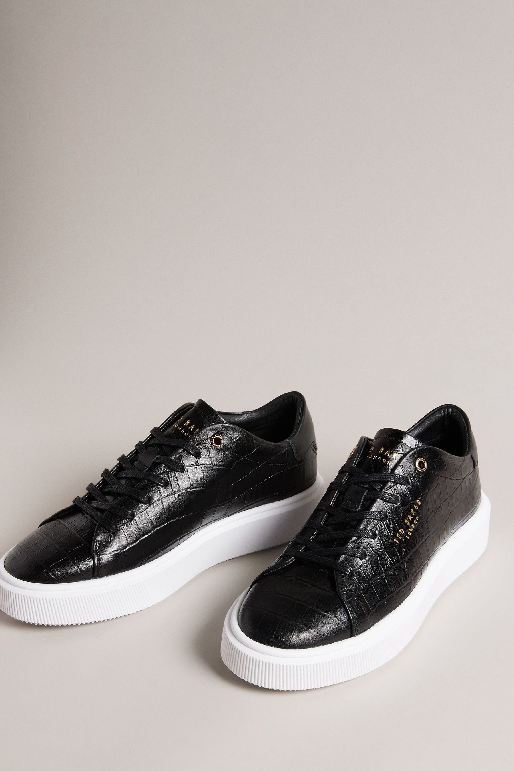 Buy Ted Baker Black Artimi Croc Effect Embossed Platform Trainers from Next Luxembourg