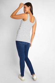 JoJo Maman Bébé Navy Blue & White Navy Blue Stripe 2-Pack Ruched Maternity Vest Tops - Image 7 of 9