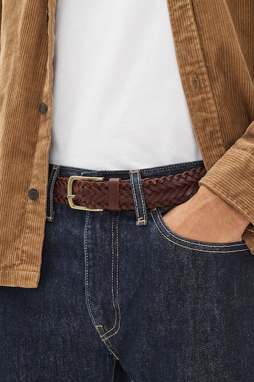 Dark Brown Weave Leather Belt