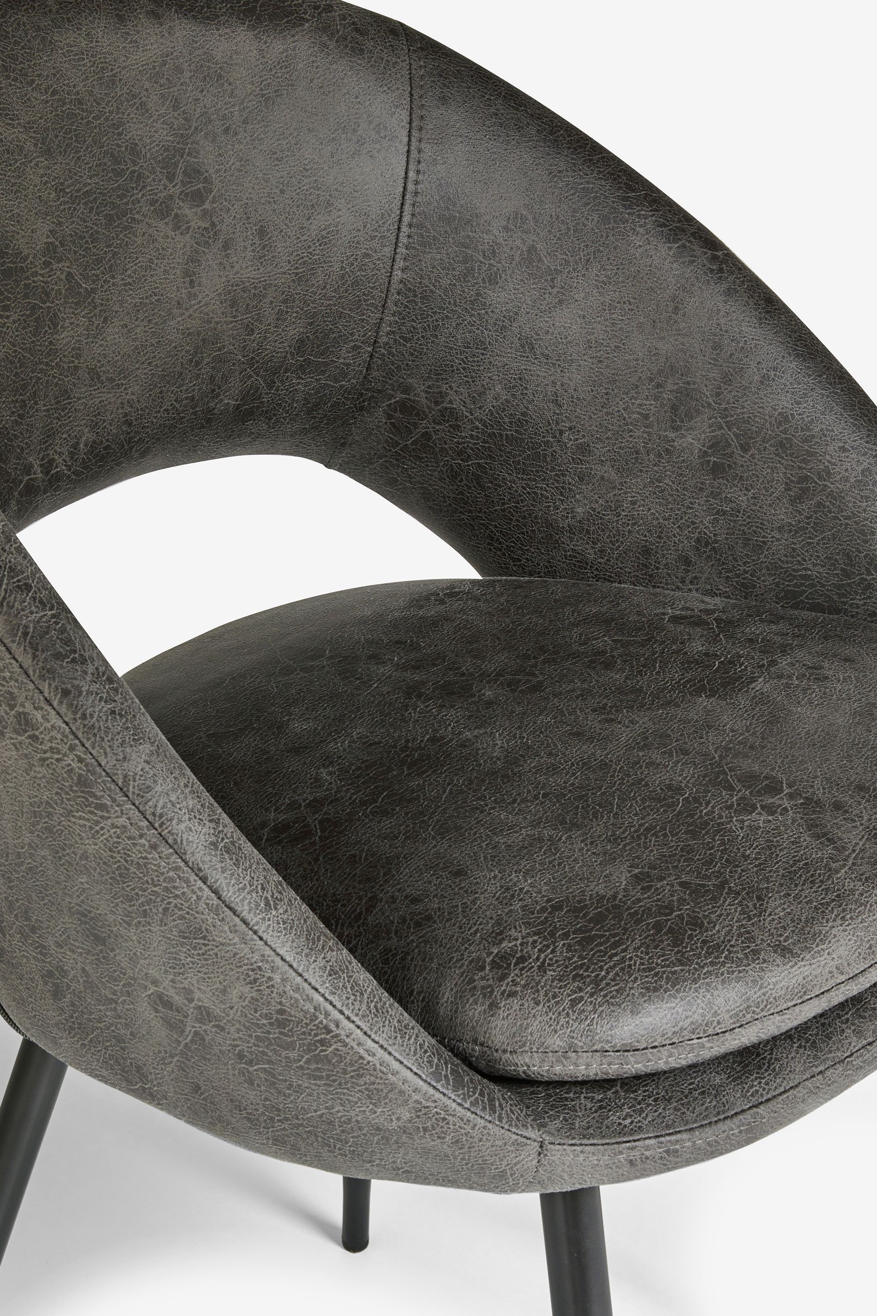 Buy Set of 2 Monza Faux Leather Dark Grey Hewitt Black Leg Dining ...