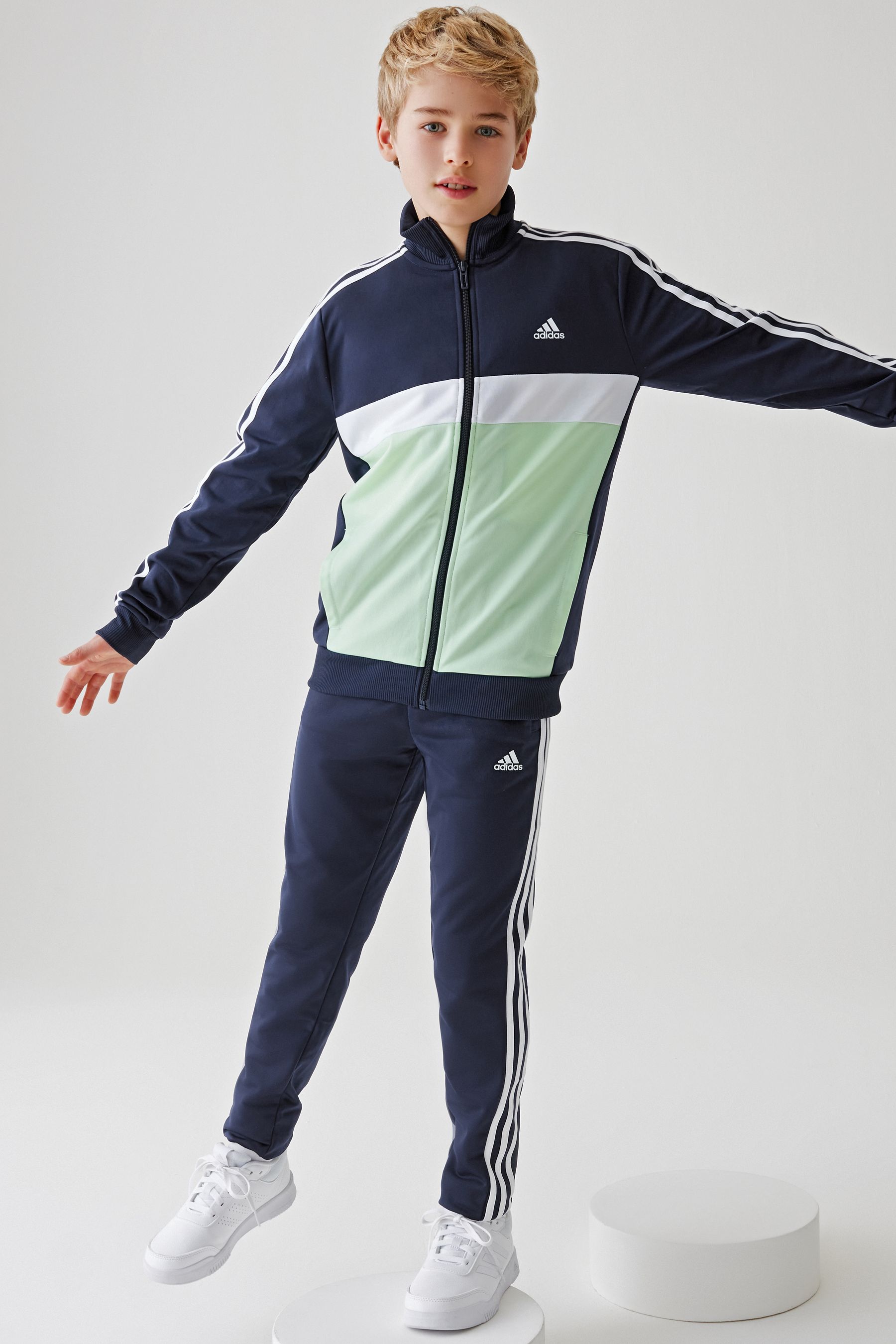 Buy adidas Navy Green Sportswear Essentials 3 Stripes Tiberio Tracksuit from Next Slovakia