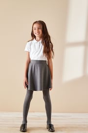 White Cotton Stretch Frill Collar School Polo Tops 2 Pack (3-16yrs) - Image 3 of 8