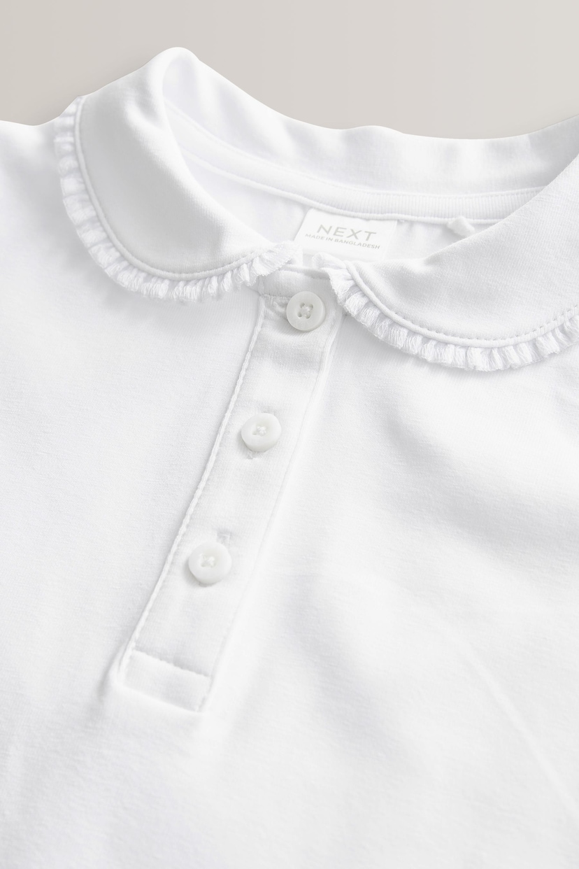 White 2 pack Cotton Stretch Frill Collar Polo Tops (3-16yrs) - Image 7 of 8