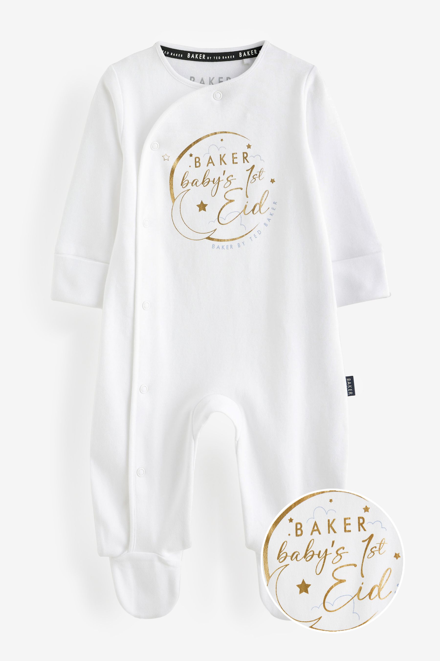 Buy Baker by Ted Baker Babys First Eid Cotton White Sleepsuit from