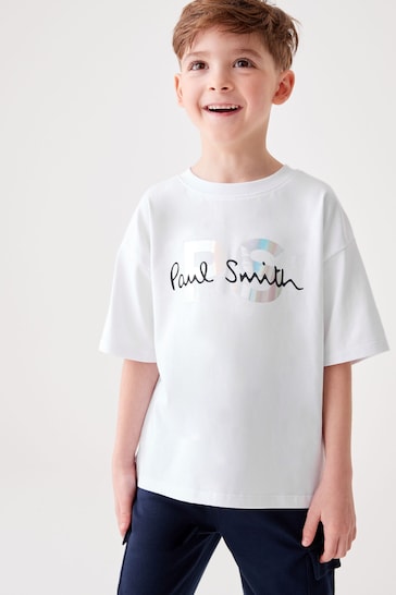 Paul Smith Junior Boys Holographic Short Sleeve Oversized Iconic Print T-Shirt