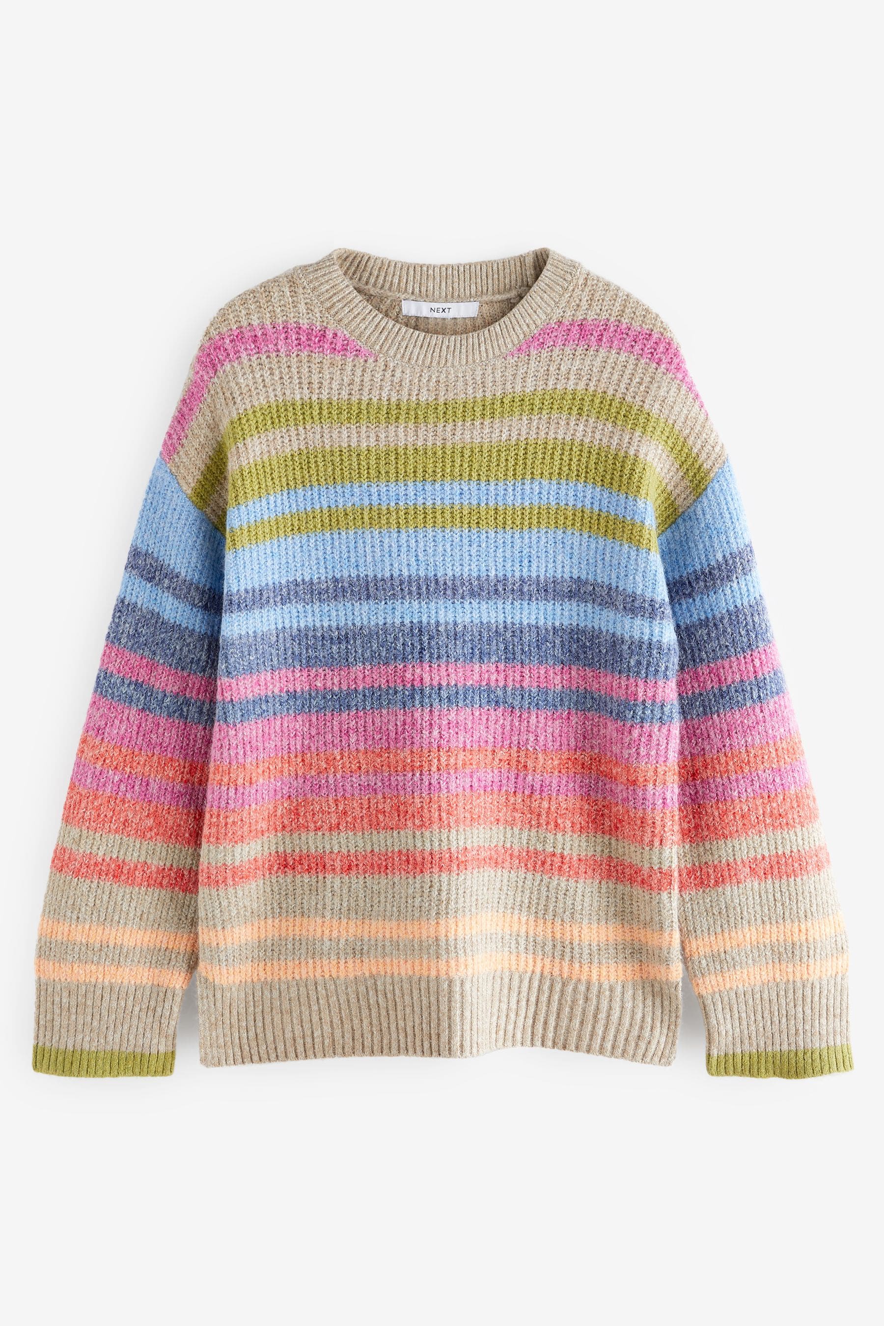 Buy Multi Bright Rainbow Stripe Crew Neck Jumper from Next Luxembourg