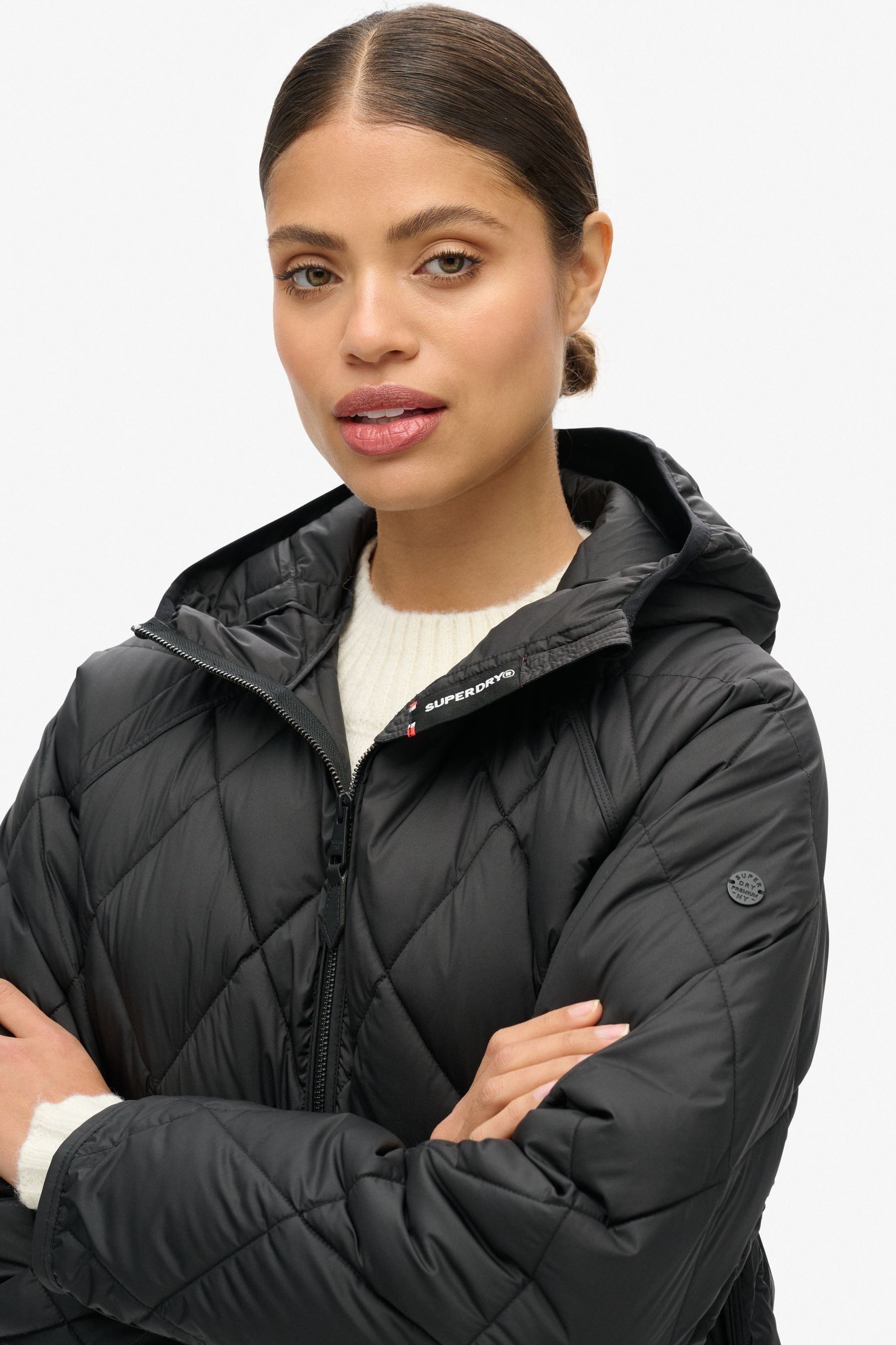 Buy Superdry Black Hooded Quilt Liner Jacket from Next Germany