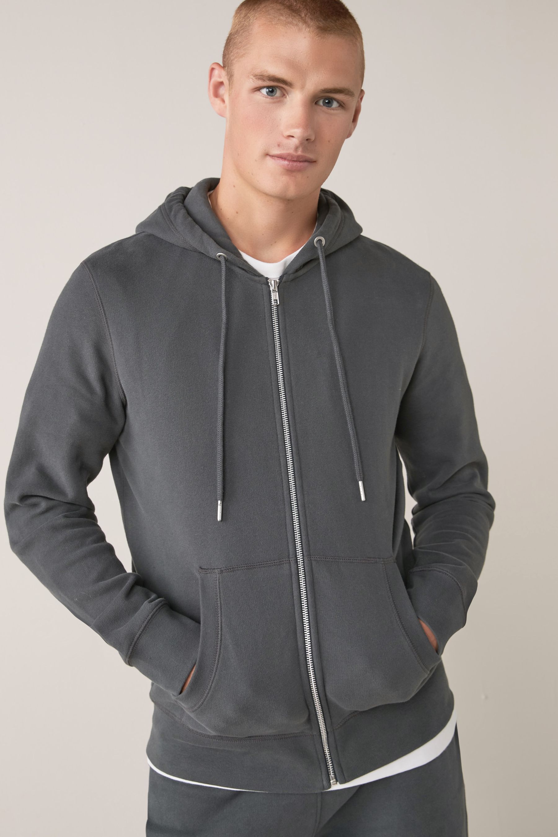 Buy Charcoal Grey Zip Through Hoodie from the Next UK online shop