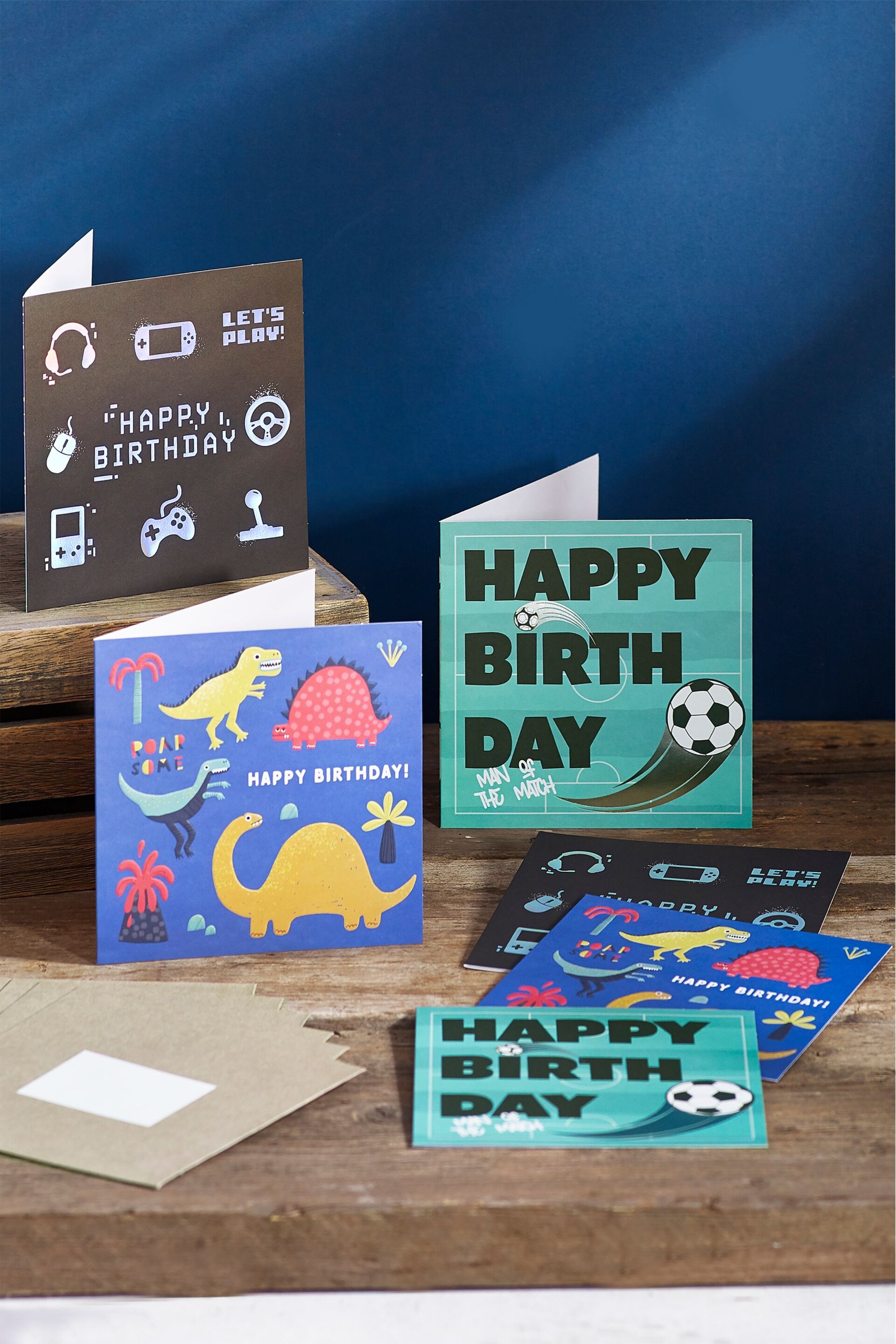 6 Pack Blue Boys Birthday Cards - Image 1 of 3