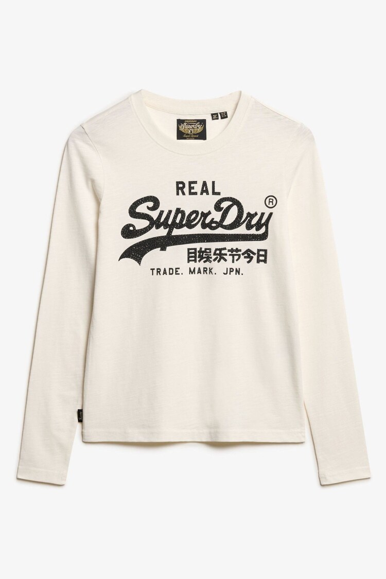 Superdry Cream Slub Embellished Vl Graphic Long Sleeve Top - Image 4 of 4