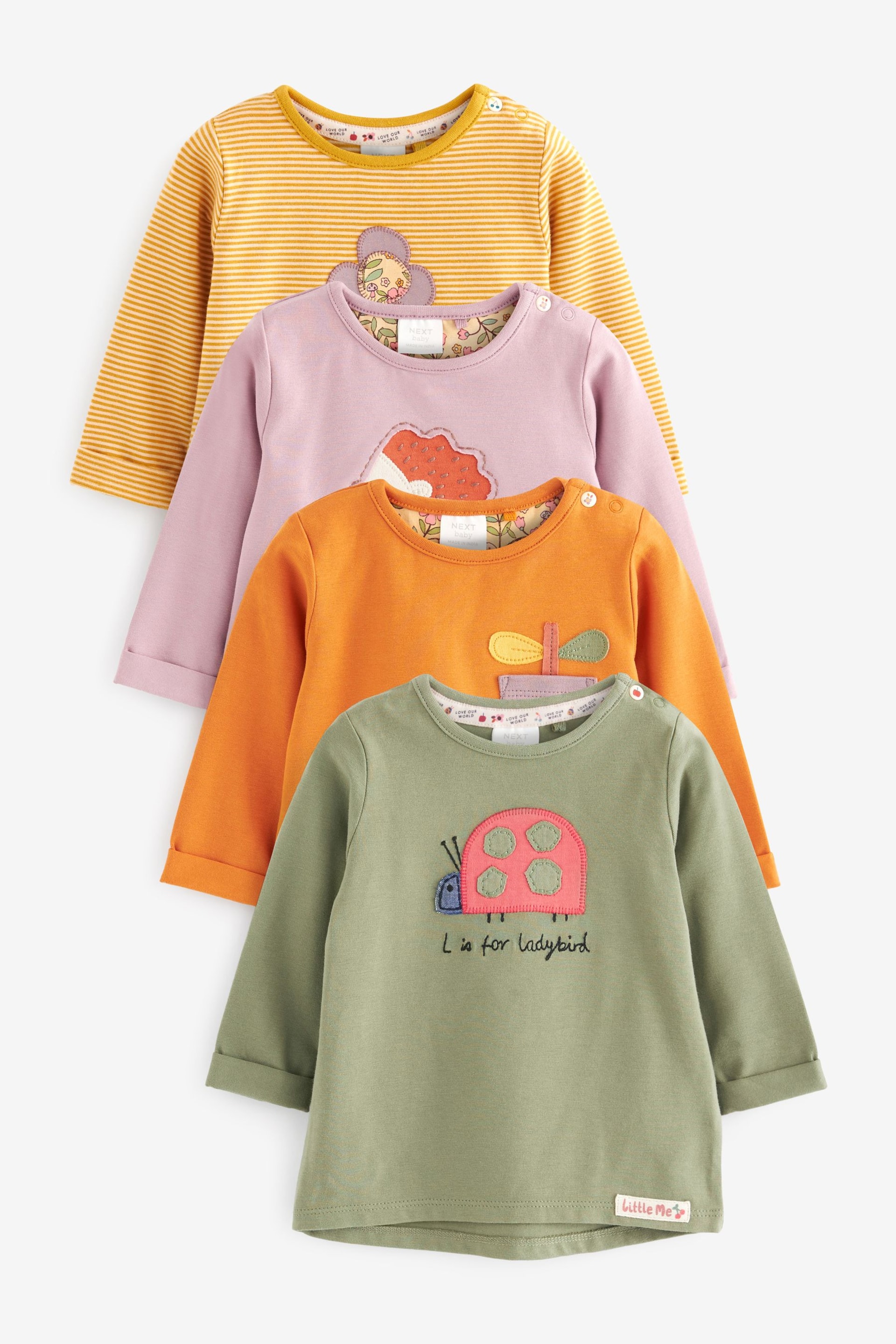 Orange/Purple Character Baby Long Sleeve Tops 4 Pack - Image 1 of 8