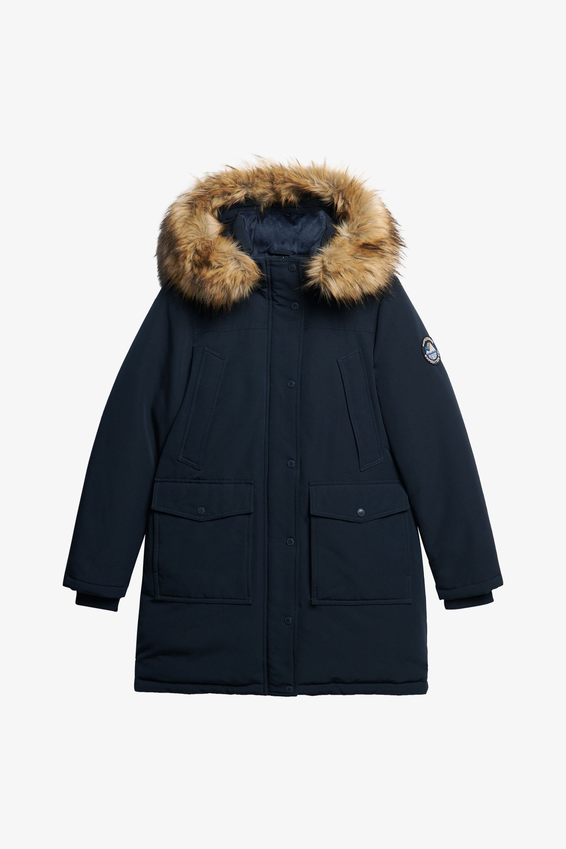 Buy Superdry Nordic Chrome Navy Everest Faux Fur Parka Jacket from the Next UK online shop