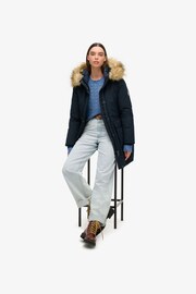 Superdry Nordic Chrome Navy Everest Faux Fur Parka Jacket - Image 2 of 6