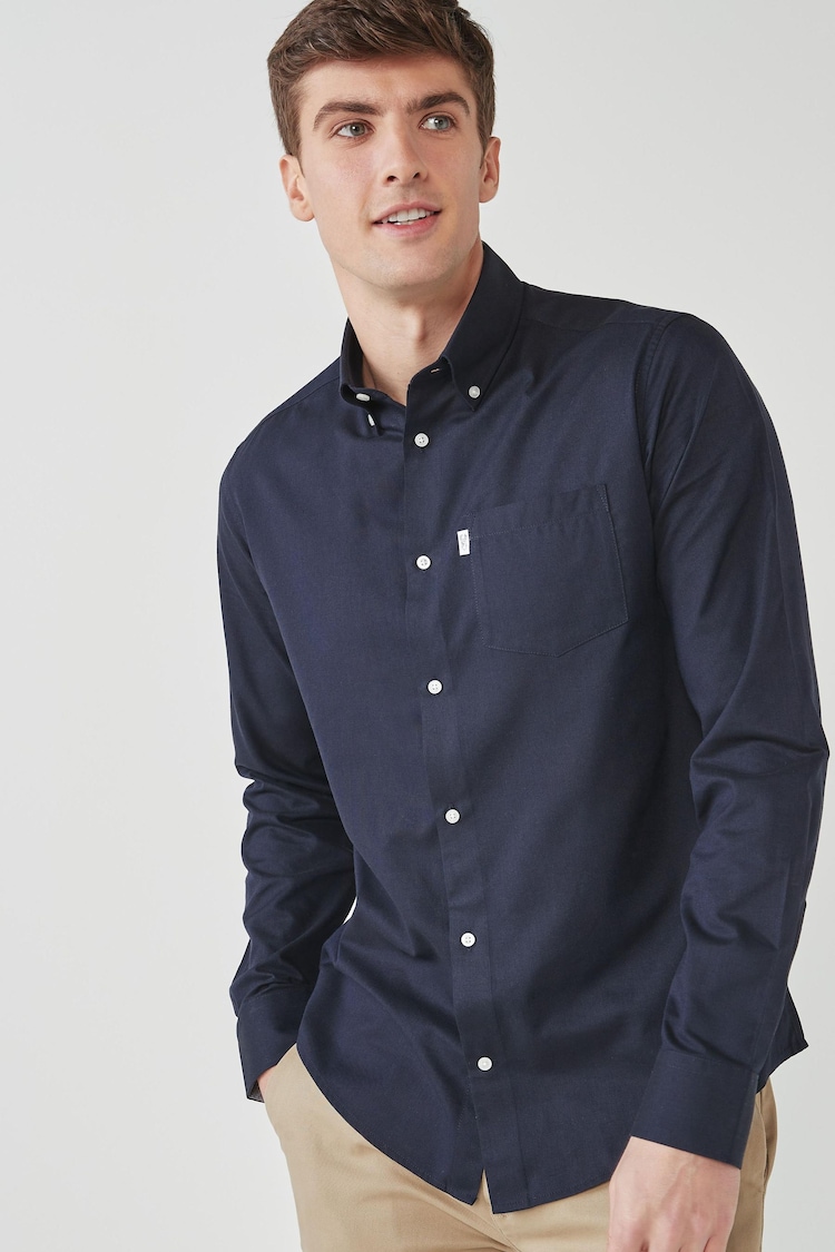 Navy Blue Regular Fit Easy Iron Button Down Oxford Shirt - Image 1 of 7