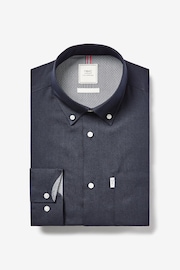 Navy Blue Regular Fit Easy Iron Button Down Oxford Shirt - Image 5 of 6