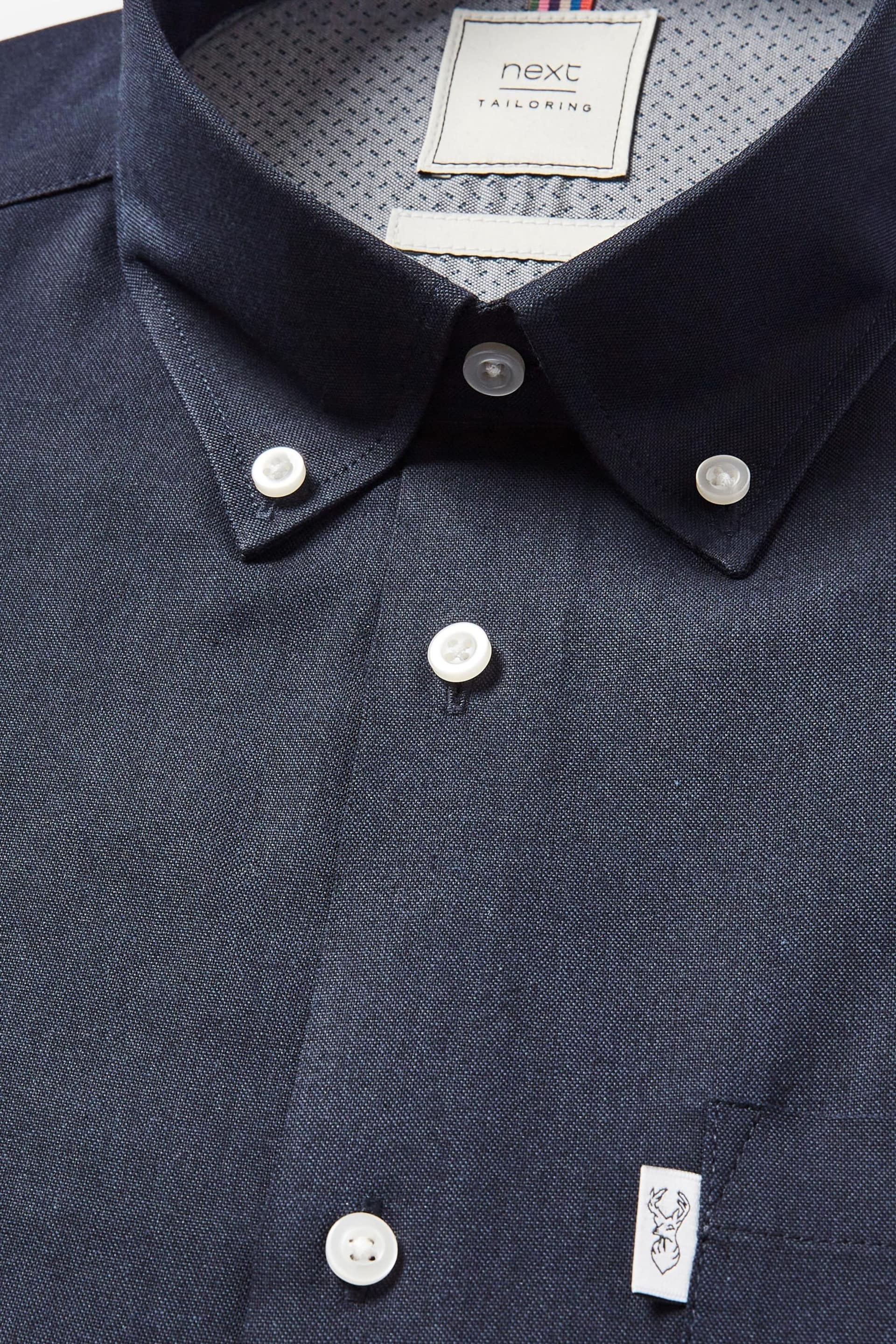 Navy Blue Regular Fit Easy Iron Button Down Oxford Shirt - Image 6 of 6