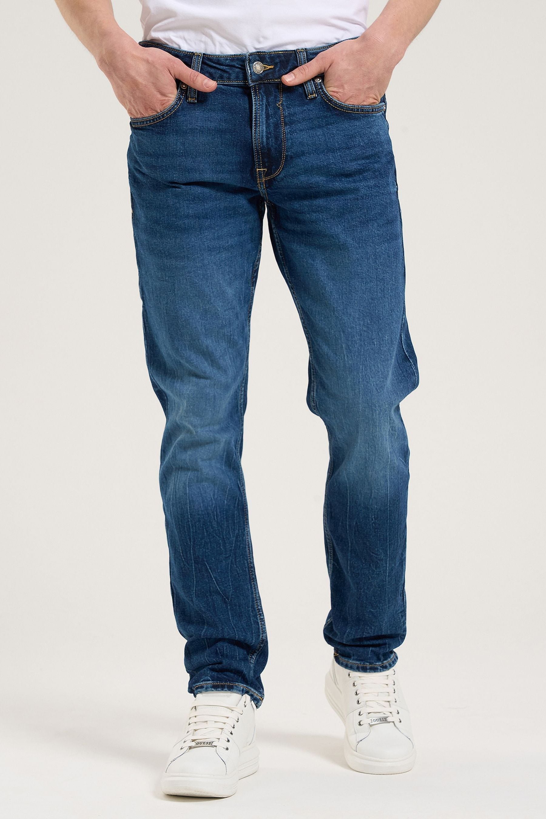 Buy Guess Blue Slim Tapered Jeans from Next Luxembourg