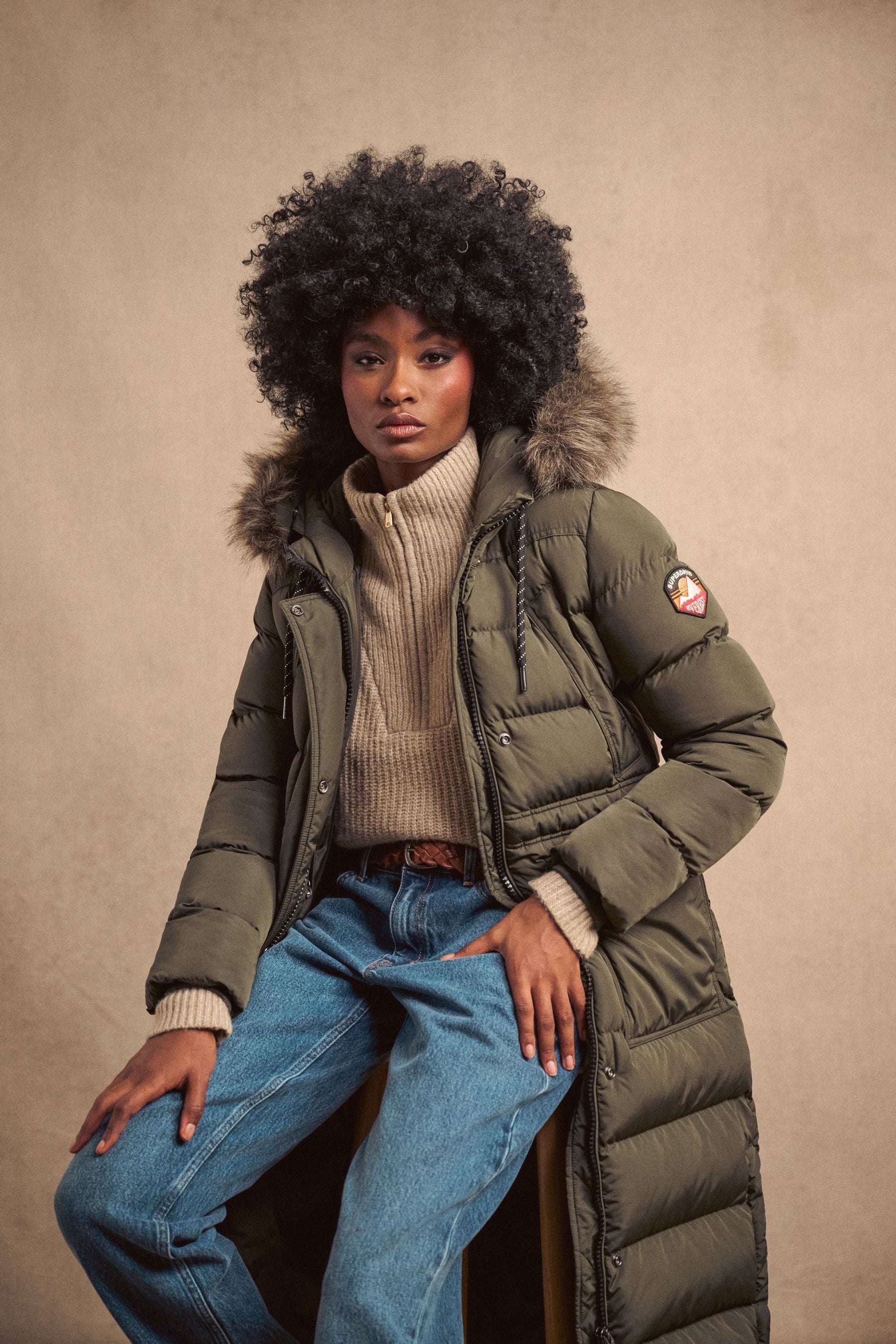 Buy Superdry Army Khaki Everest Faux Fur Longline Jacket from Next Norway