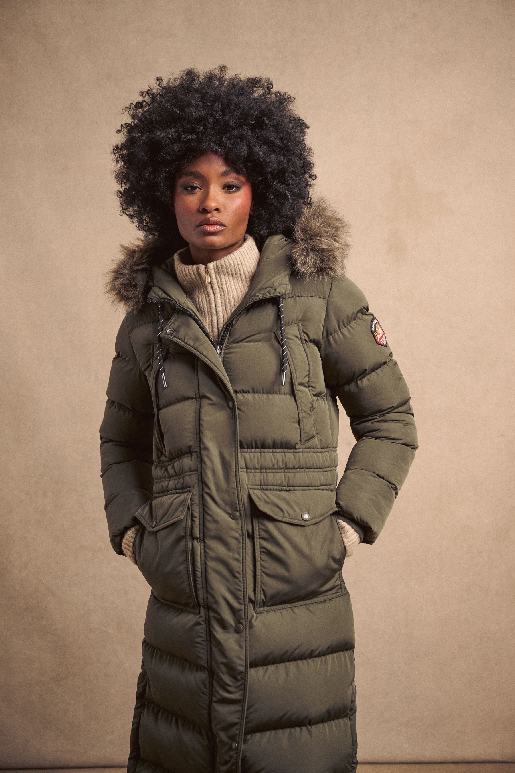 Superdry sport longline faux fur everest coa clearance
