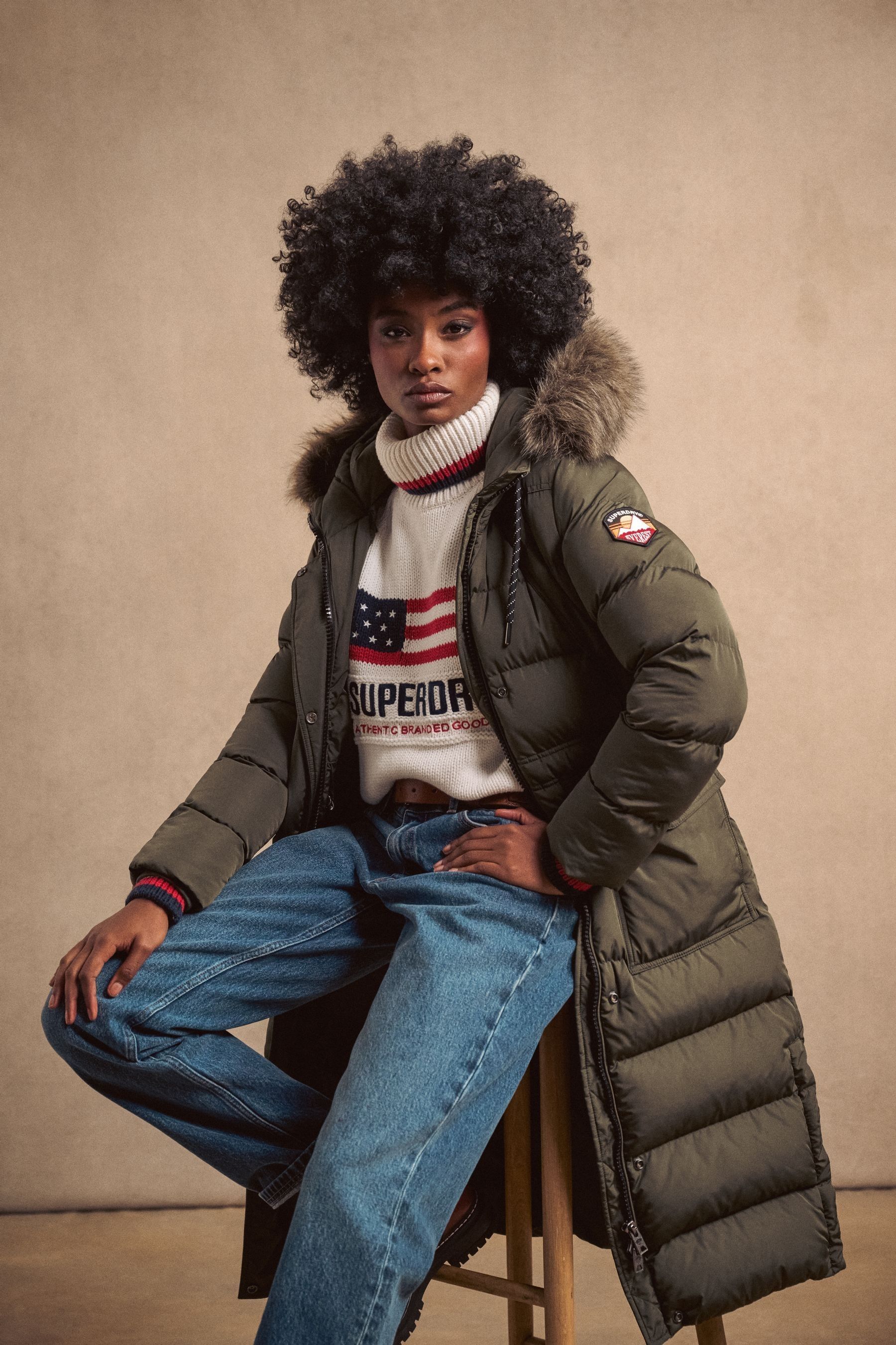 Buy Superdry Army Khaki Everest Faux Fur Longline Jacket from Next Norway