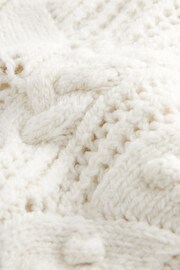 Ecru White Crochet Open Stitch Roll Neck Jumper - Image 6 of 6