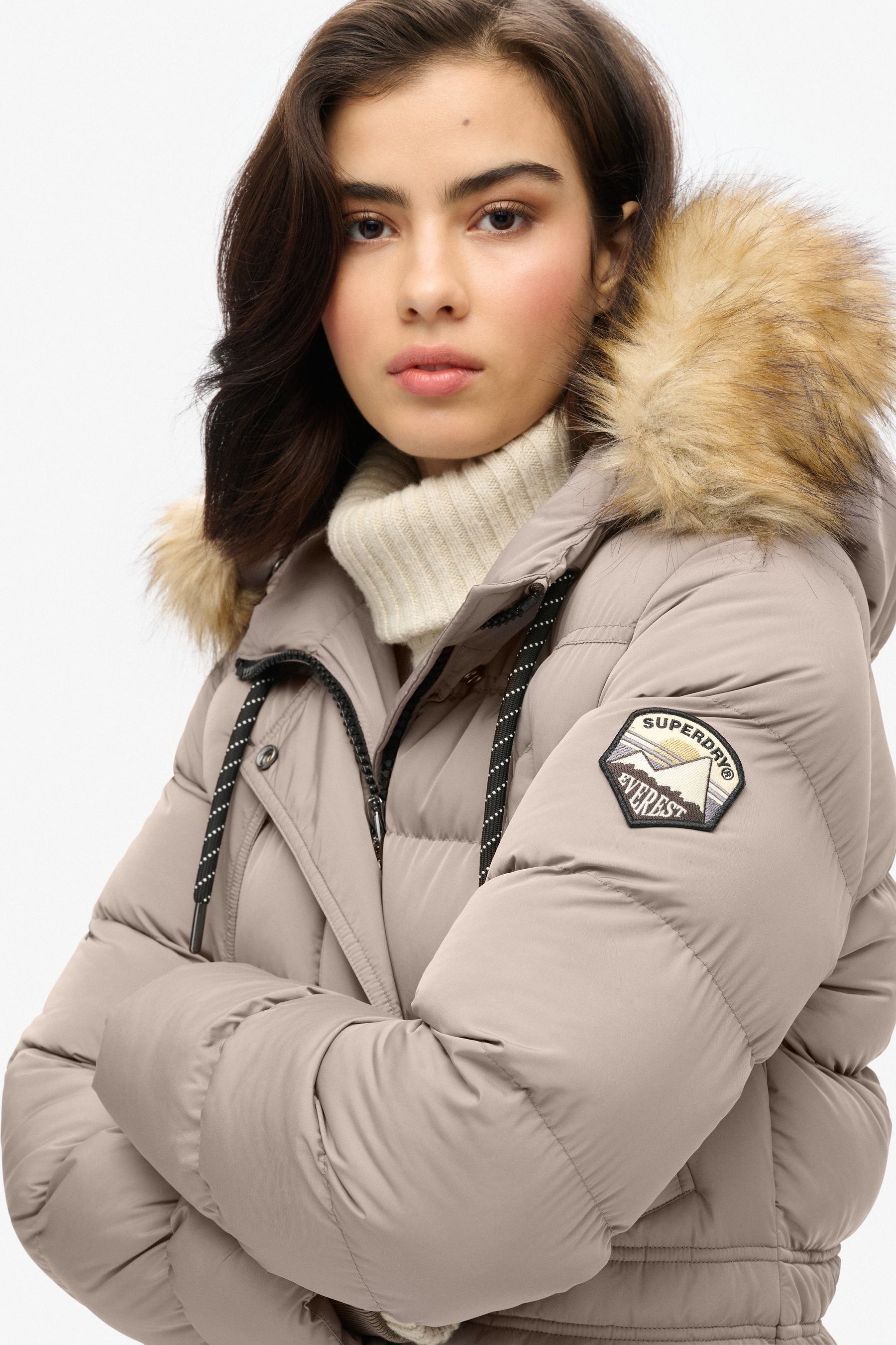 Superdry faux fur trimmed everest coat top
