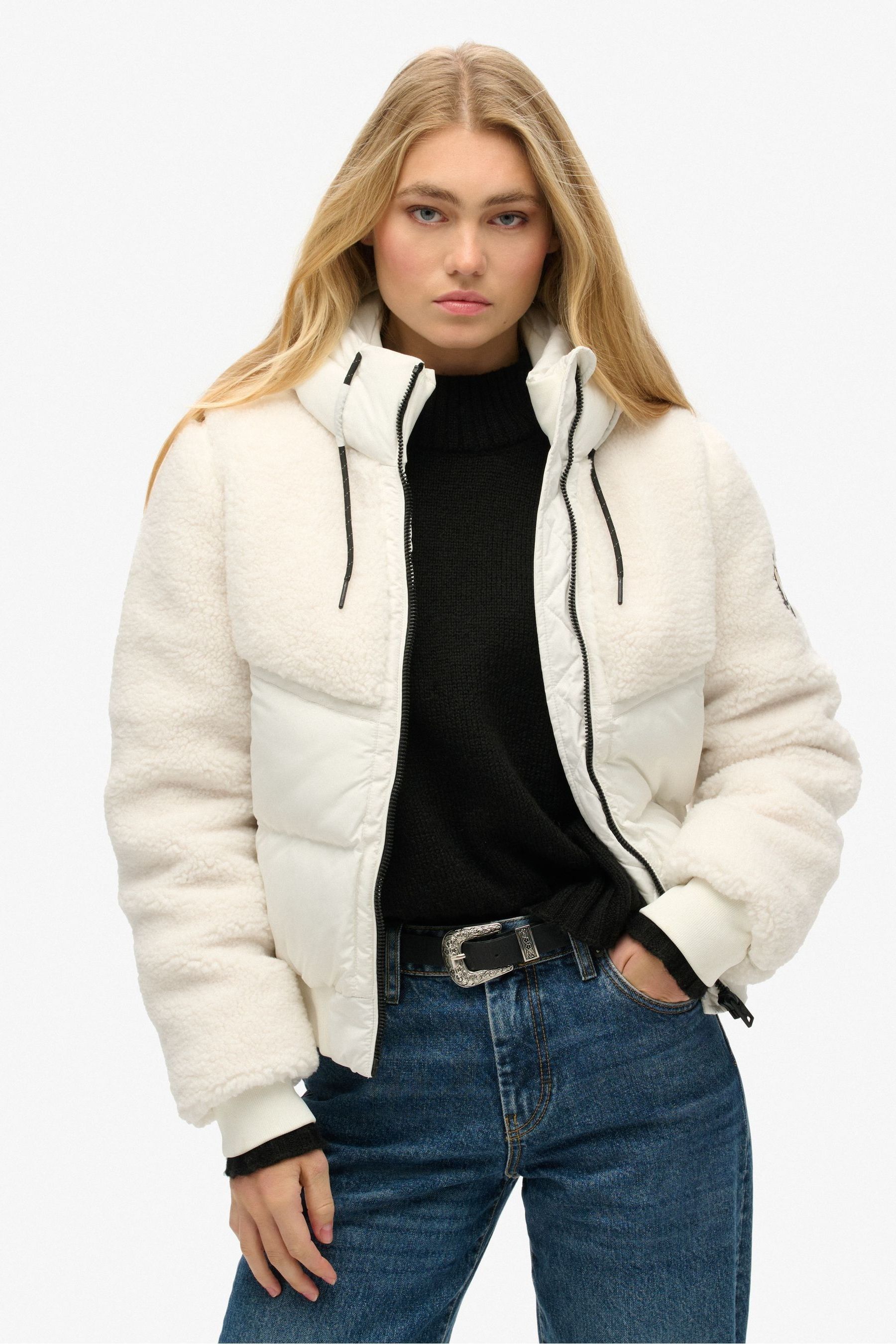 Superdry white bomber jacket shop