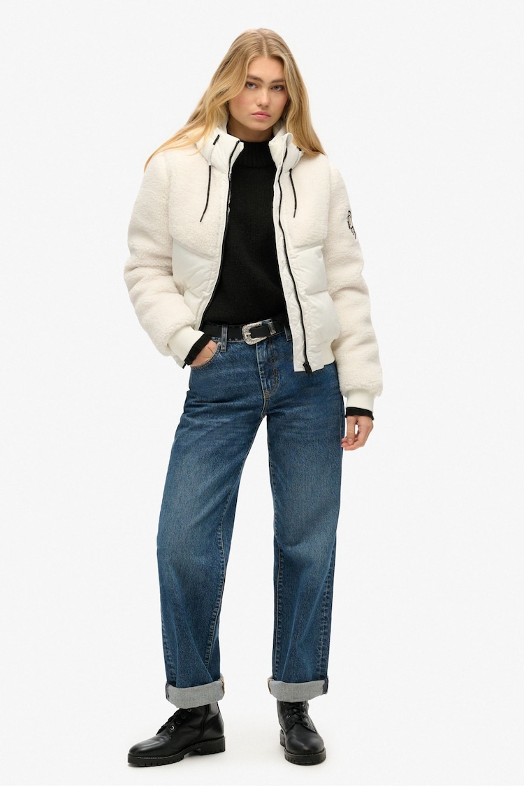 Superdry Off White Everest Bomber Hybrid Jacket - Image 1 of 7