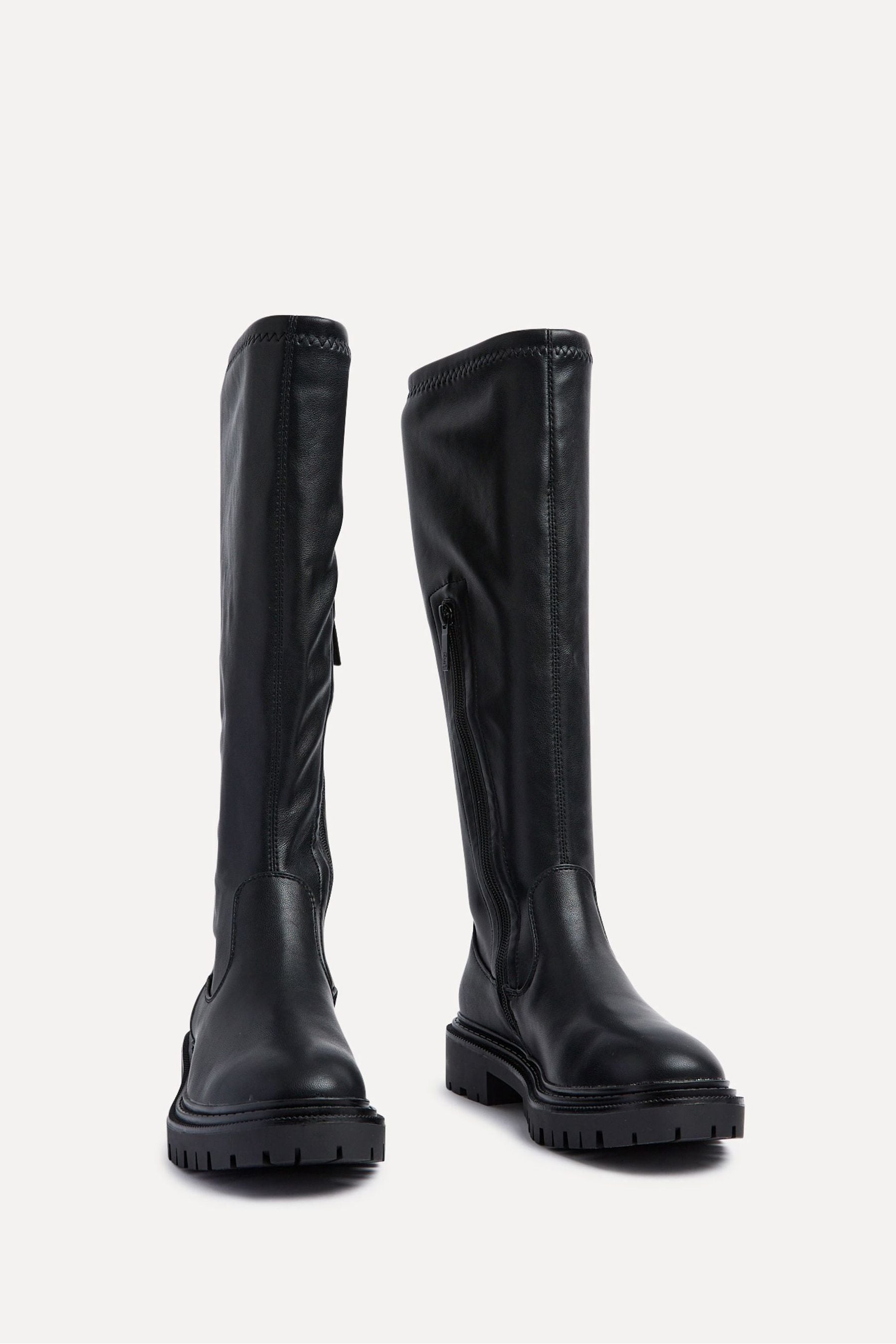 Buy Linzi Black Hallie Black PU Stretch High Leg Boots from the Next UK online shop