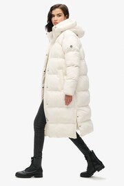 Superdry Star White Longline Hooded Puffer Coats - Image 3 of 7