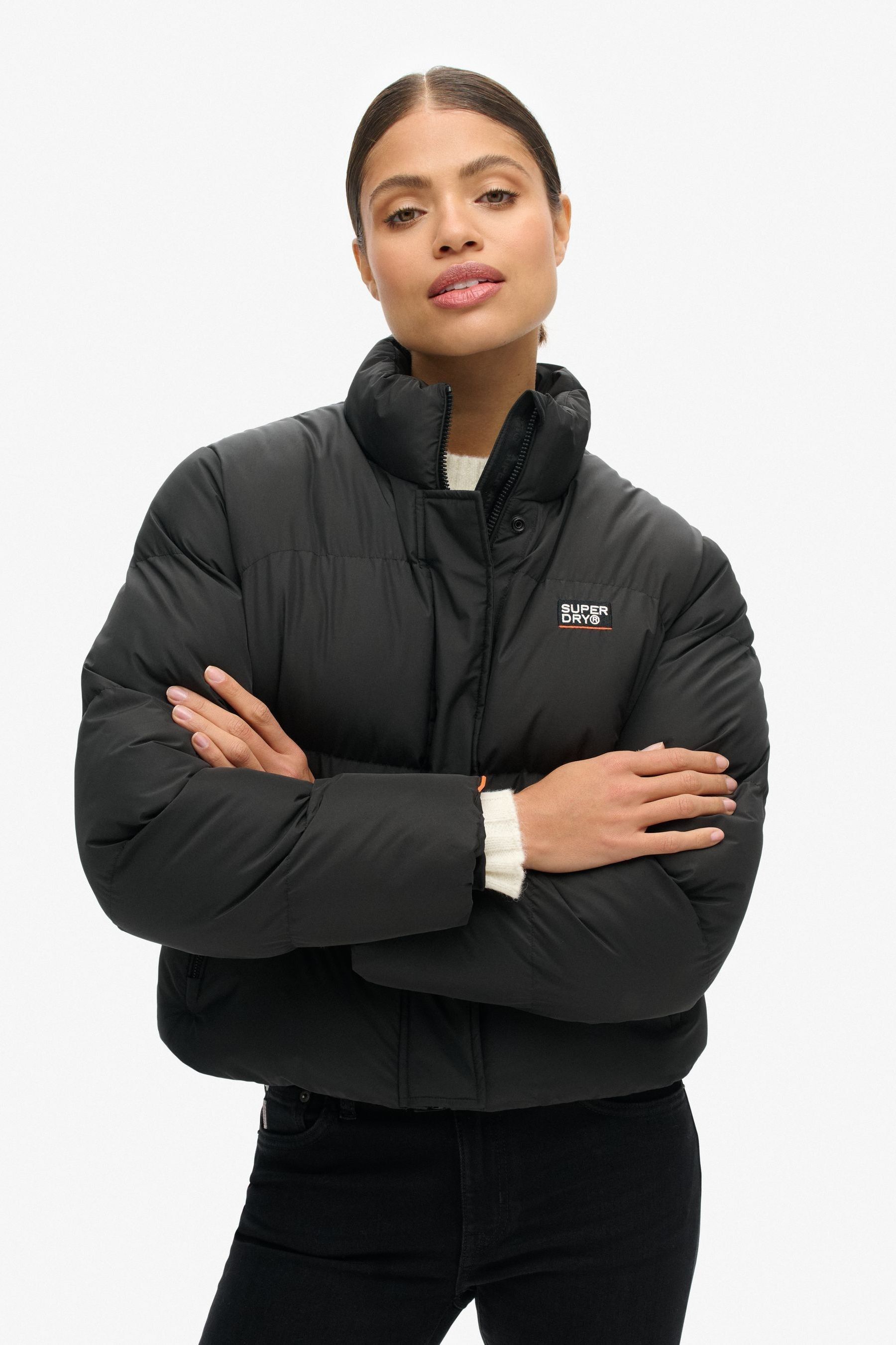 Buy Superdry Black Sports Puffer Cropped Jacket from Next Luxembourg