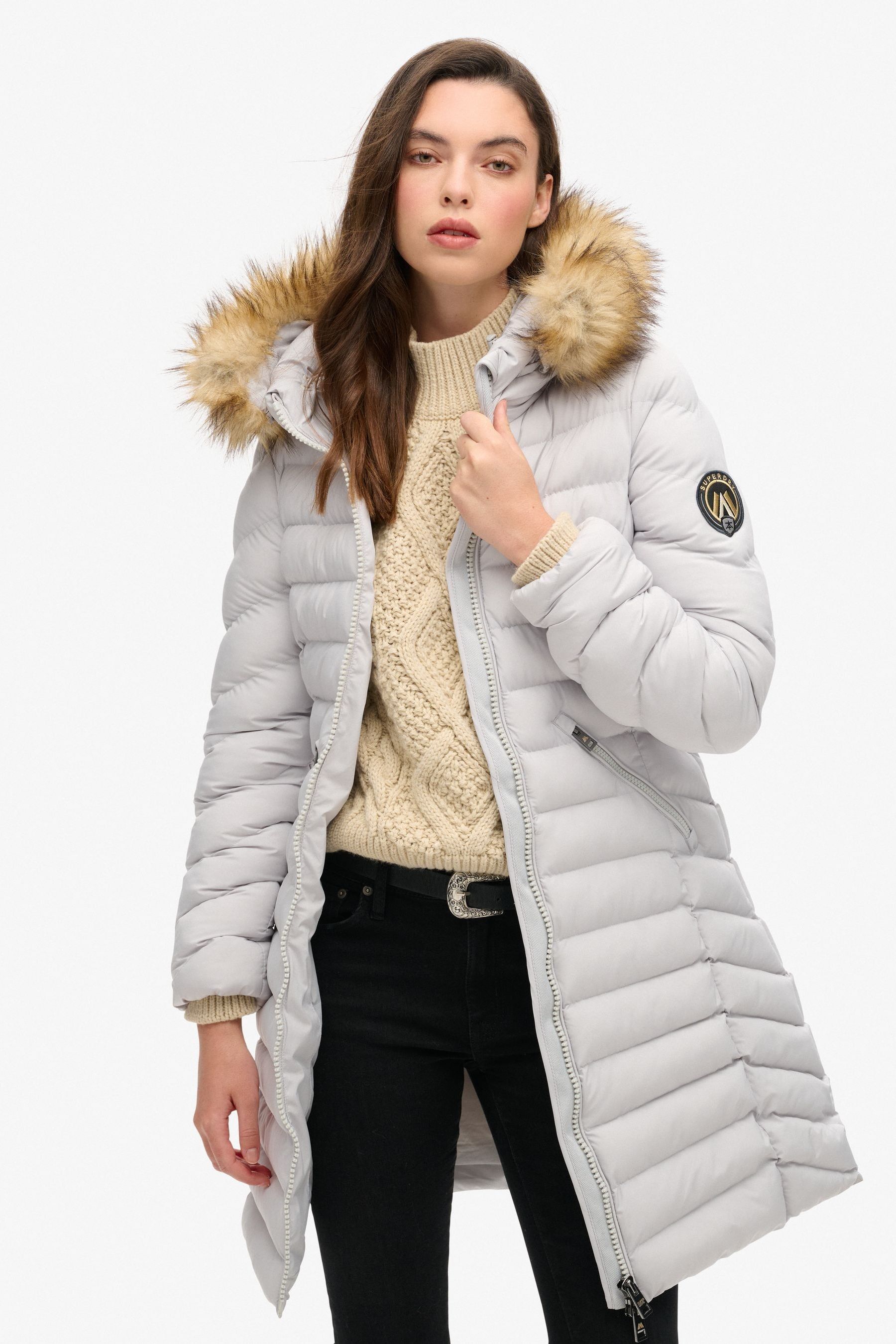 Superdry Fuji Faux Fur Jacket White S Woman