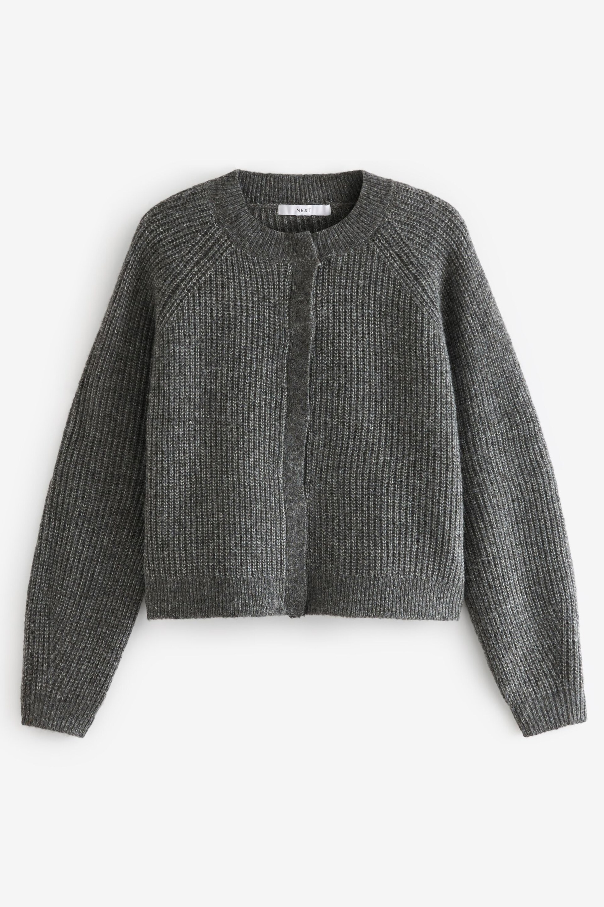 Charcoal Grey Rib Cardigan - Image 5 of 6