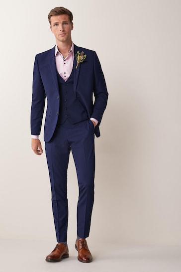 Bright Blue Tailored Two Button Suit Jacket