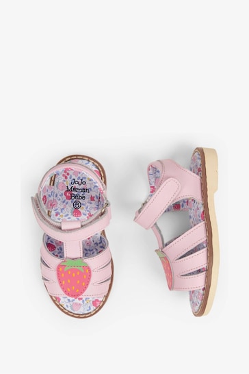 JoJo Maman Bébé Pink Strawberry Appliqué Sandals