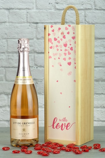Le Bon Vin With Love Sparkling Saumur Rose Wood Box Gift