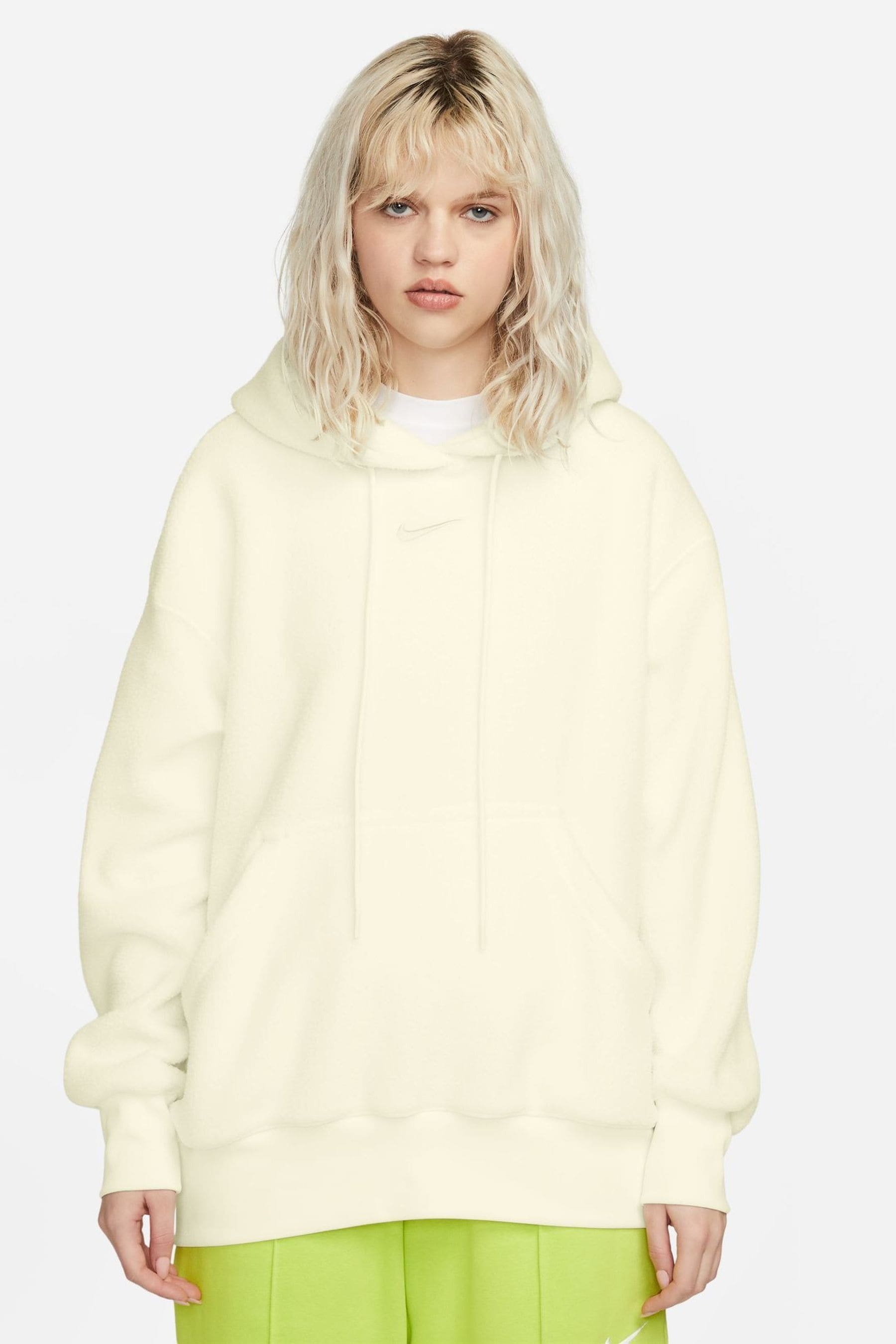 Buy Nike White Nike Sportswear Plush Borg Pullover Hoodie from Next Luxembourg