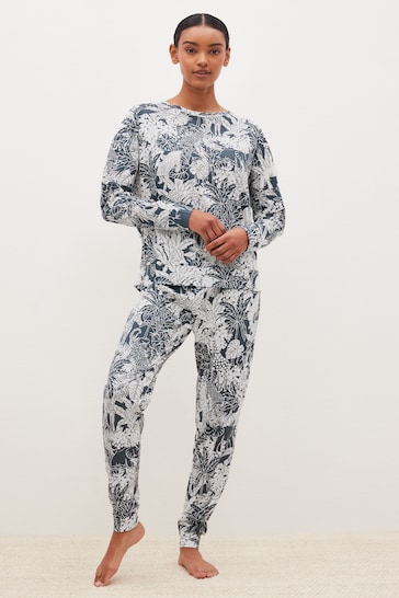 Blue Leaf Short and Long Sleeve Pyjamas Sets 2 Pack