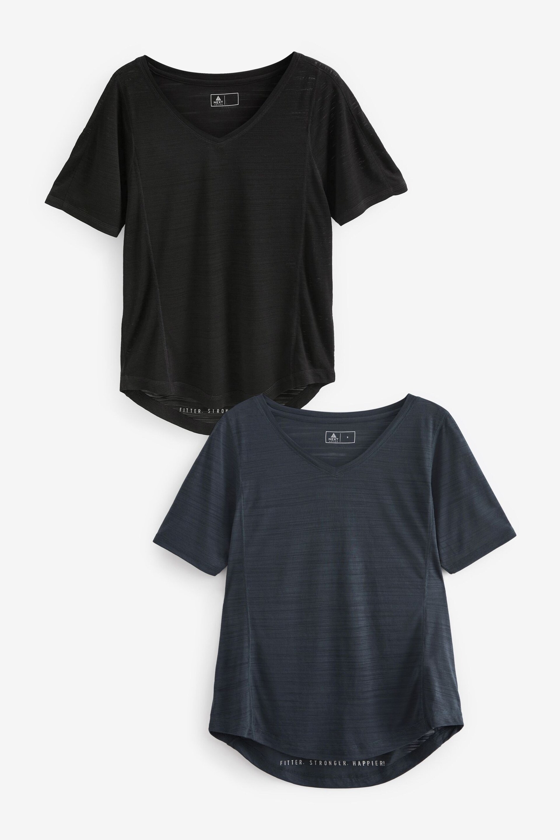 Black/Navy Blue Next Active Sports Short Sleeve V-Neck Tops 2 Pack - Image 1 of 13