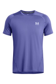 Under Armour Blue HeatGear Fitted Short Sleeve T-Shirt - Image 3 of 4