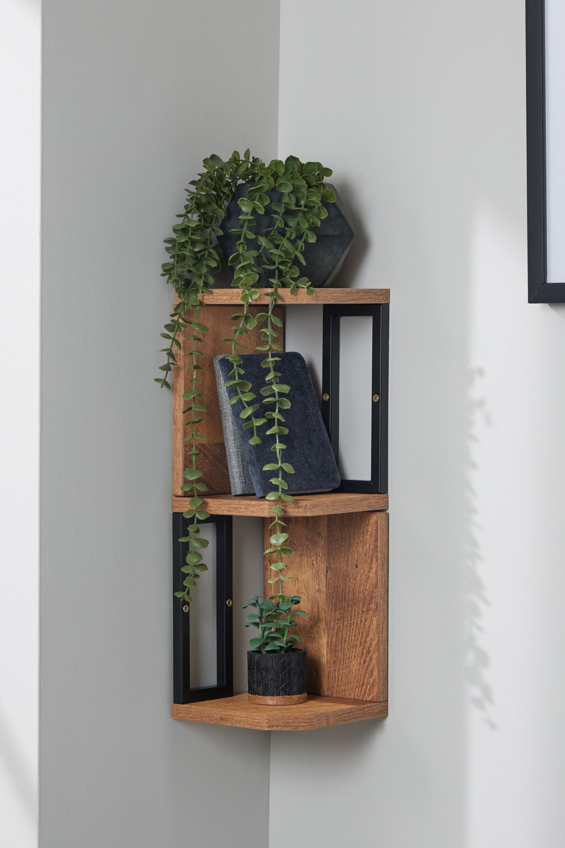Bronx Wood Corner Wall Shelves