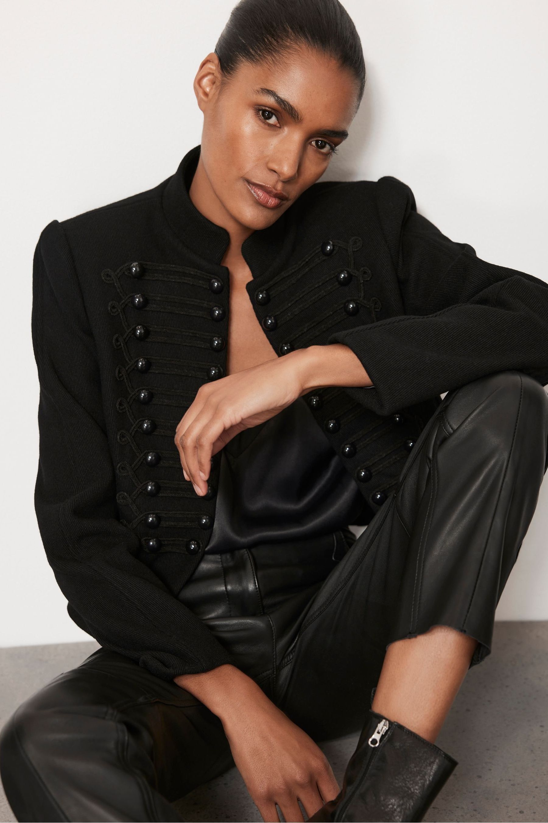 Fitted velvet military jacket store